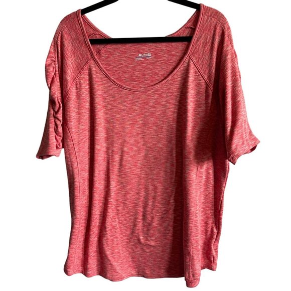 Columbia Tops - Columbia Womens Pink Swirl Scoop Neck Half Sleeve Plus Size 2X Knit Top